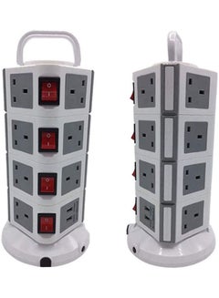 Datazone DZ-614 4 Layers 15 Outlets Vertical Power Strip With 2 USB White 28cm White 28cm  - Image 1