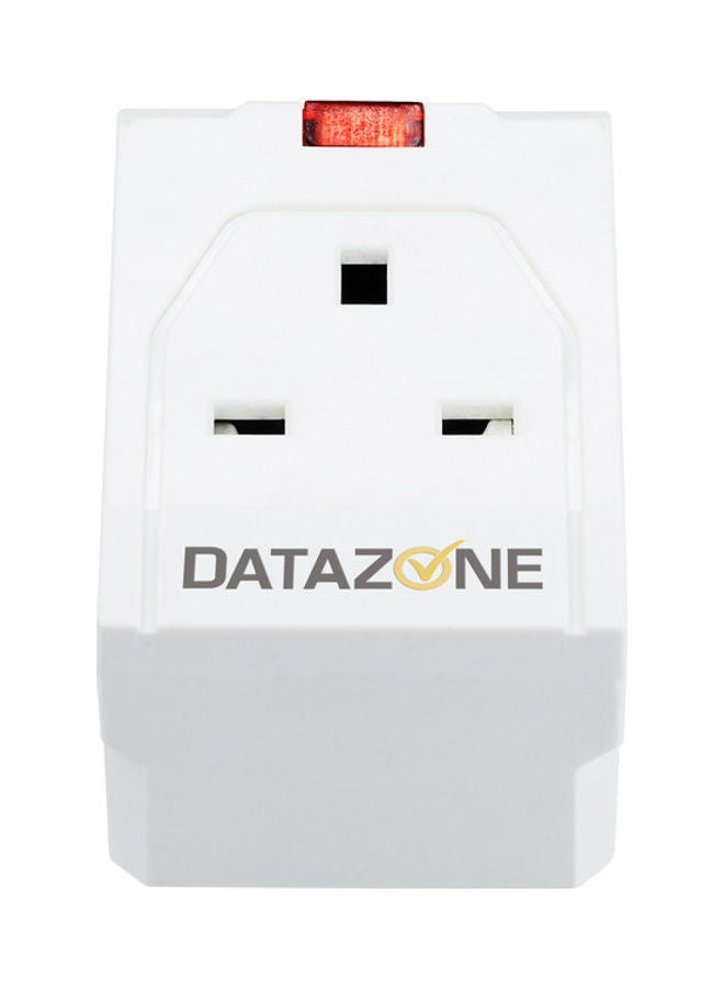 Datazone DZ-PS-05 One Socket Adapter With 2 USB Ports White 11cm - Image 2