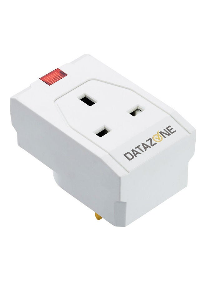 Datazone DZ-PS-05 One Socket Adapter With 2 USB Ports White 11cm - Image 3