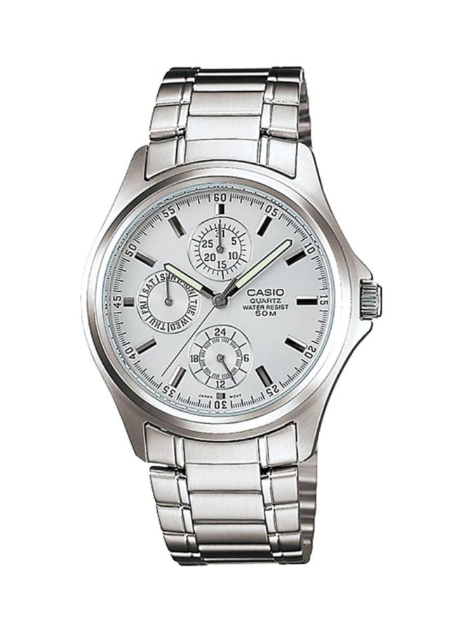 CASIO Men's Enticer Water Resistant Analog Watch MTP-1246D-7AVDF - 39 mm - Silver - Image 1