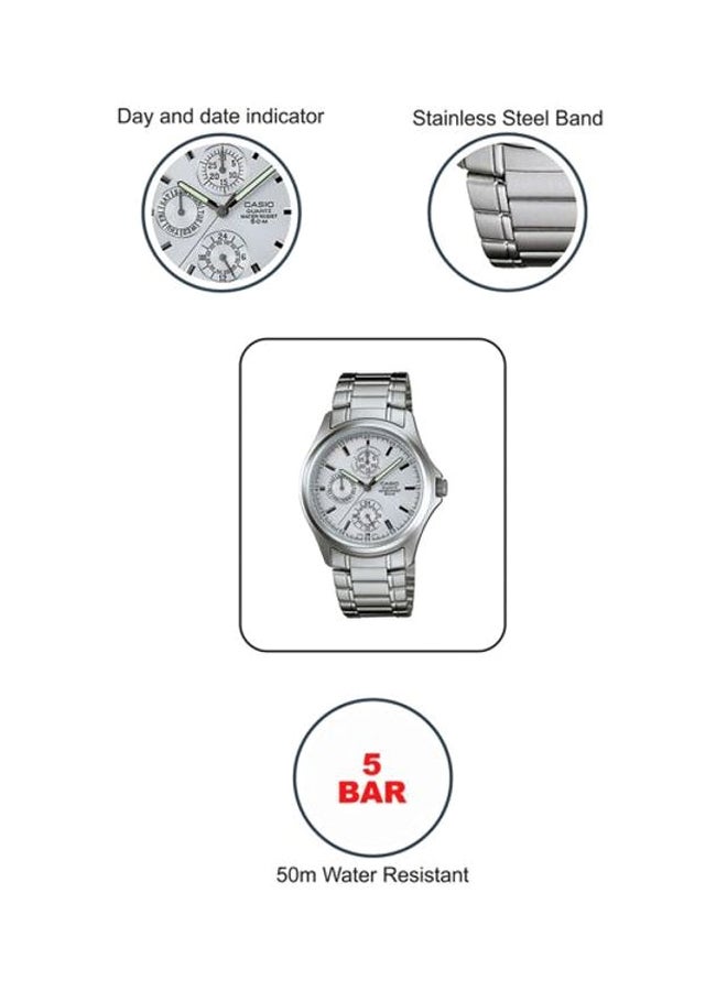 CASIO Men's Enticer Water Resistant Analog Watch MTP-1246D-7AVDF - 39 mm - Silver - Image 4