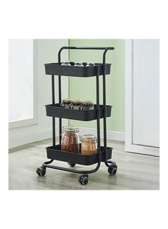 ikayaa 3-Tier Rolling Utility Cart Black 88x42x37cm  - Image 1