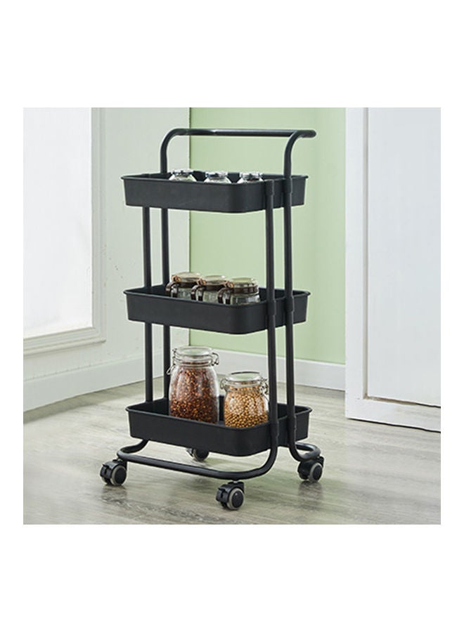 إيكايا عربة متعددة الاستخدامات من 3 طبقات ومزودة بعجلات أسود 88x42x37سم - Image 1