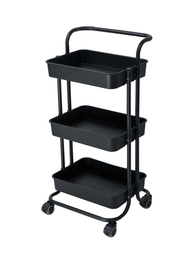 إيكايا عربة متعددة الاستخدامات من 3 طبقات ومزودة بعجلات أسود 88x42x37سم - Image 2