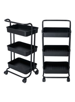 ikayaa 3-Tier Rolling Utility Cart Black 88x42x37cm  - Image 3