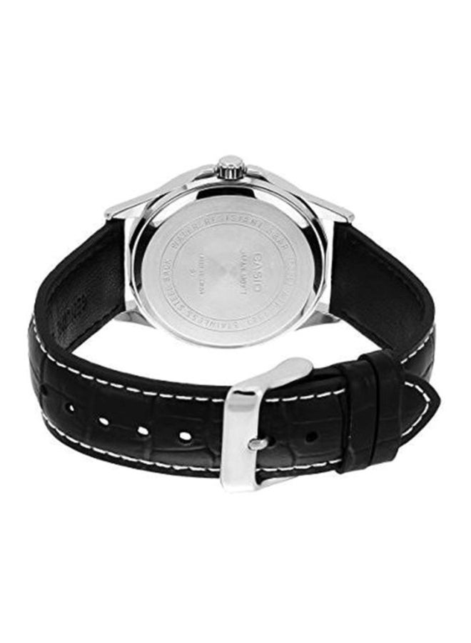 كاسيو ساعة يد بعقارب وسوار من الجلد طراز MTP-1381L-1AVDF- 47 مم - أسود للرجال - Image 2