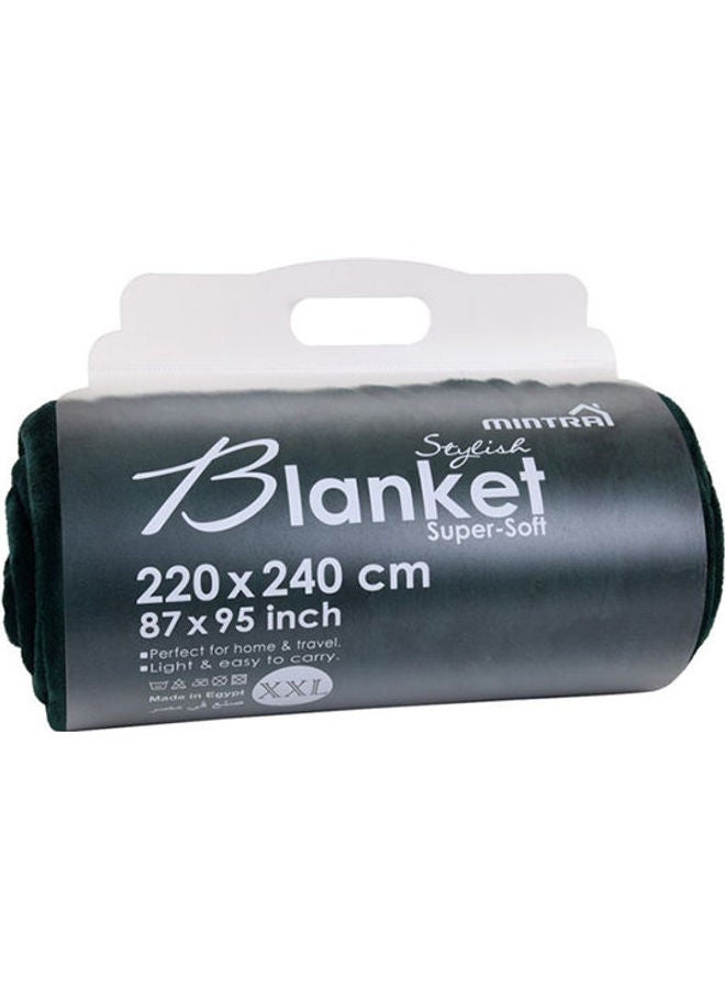 منترا بطانية مصنوعة من نسيج ناعم مايكروفايبر أخضر داكن 220X240سم