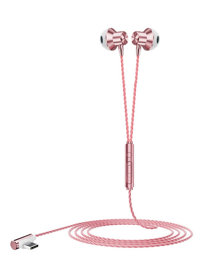 Generic Type-C Wired Sport Headset Pink 