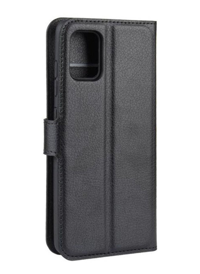Samsung Galaxy A71 Mobile Phone Case Flip Cover Litchi Textu Leather Cover Black