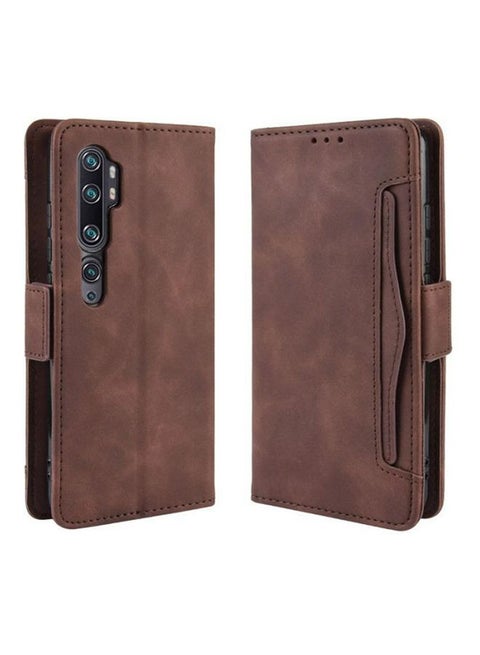 For Xiaomi Mi Cc9 Pro Mobile Case Retro Texture Multi Card Slot Wallet Soft Cover Brown