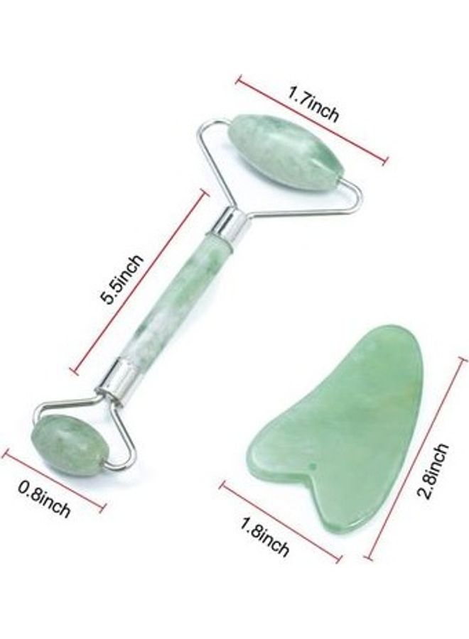 shAyzee 2 Piece Roller With Gua Sha Scraper Set Green - Image 3