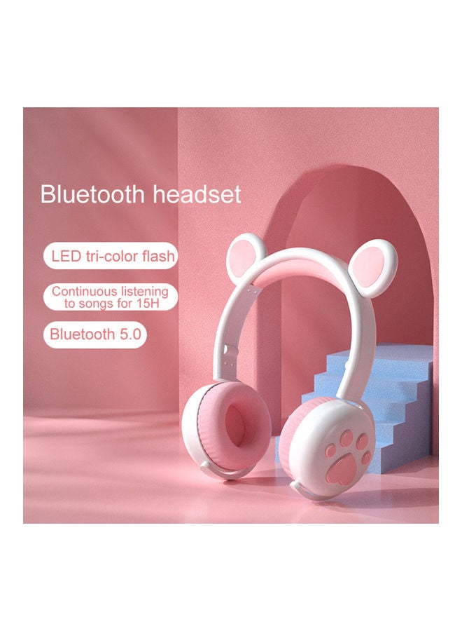 Foldable Bear Shape Wireless Headphone Dark Pink - Image 2