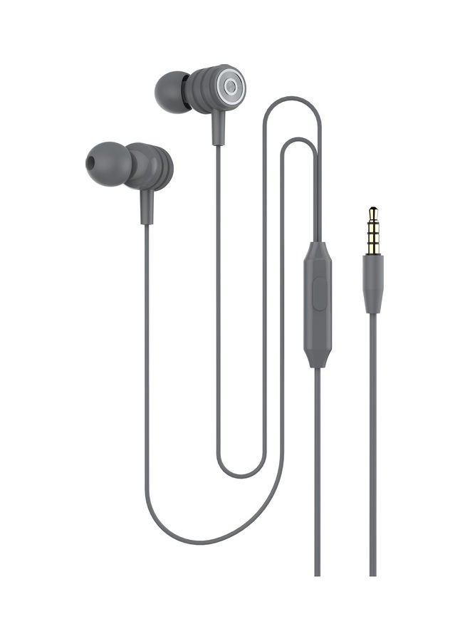 Heavy Bass Line Control Wired Earphone Grey