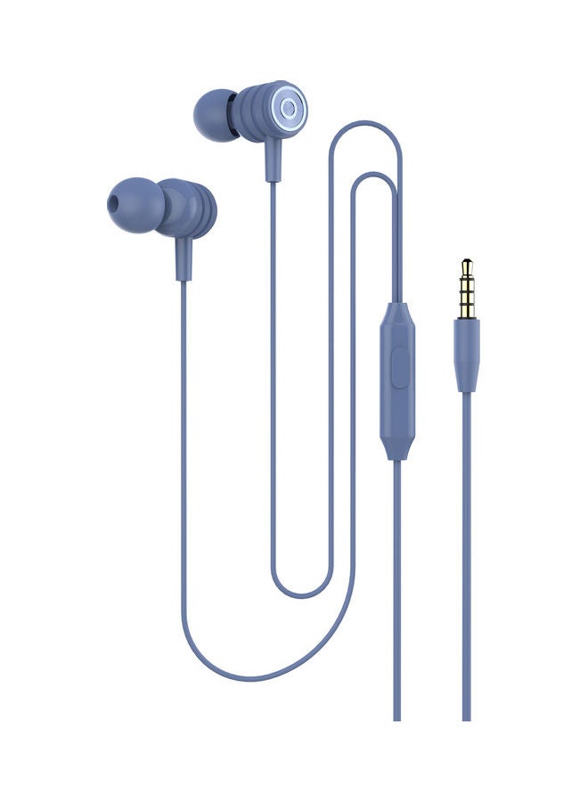 Heavy Bass Line Control Wired Earphone Blue