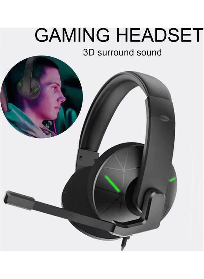 3D Surround Sound Wired Gamer Headsets With Microphone Green/Black  - Image 2