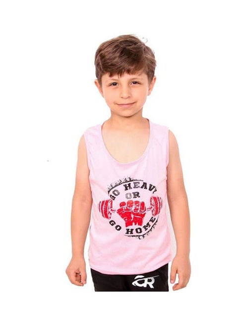 Boys Print Sportive Tank Top Pink
