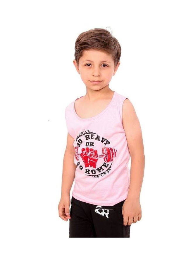 Caesar Boys Print Sportive Tank Top Pink  - Image 2