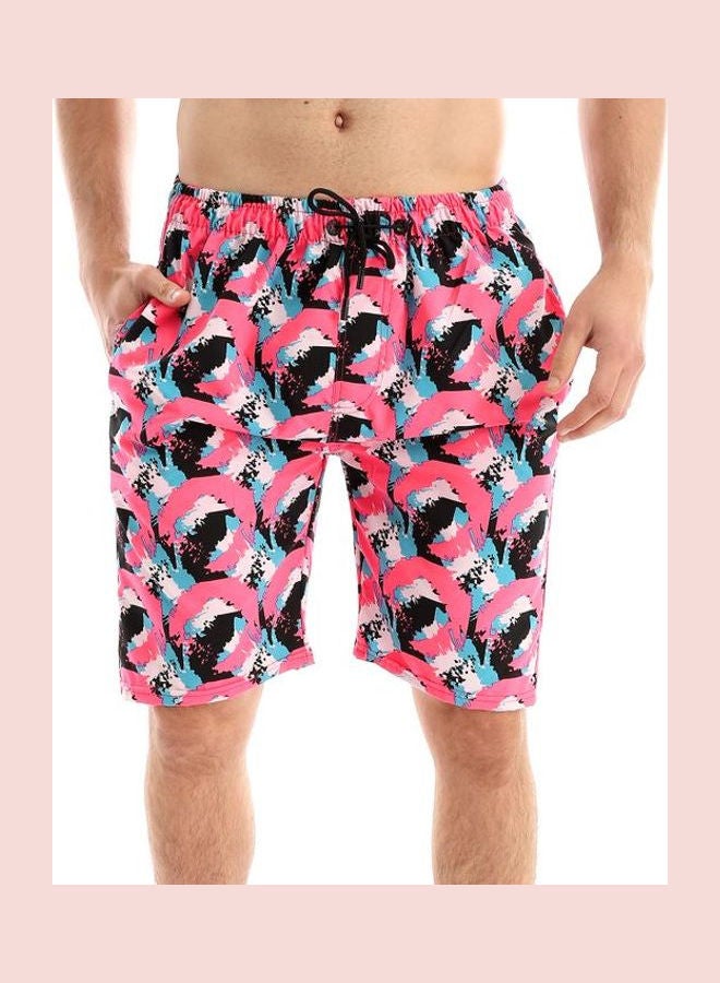 سيزار شورت سباحة مصنوع من نسيج البوليستر بنسبة 100% مقاوم للماء ومزين بطبعات . وردي - Image 2