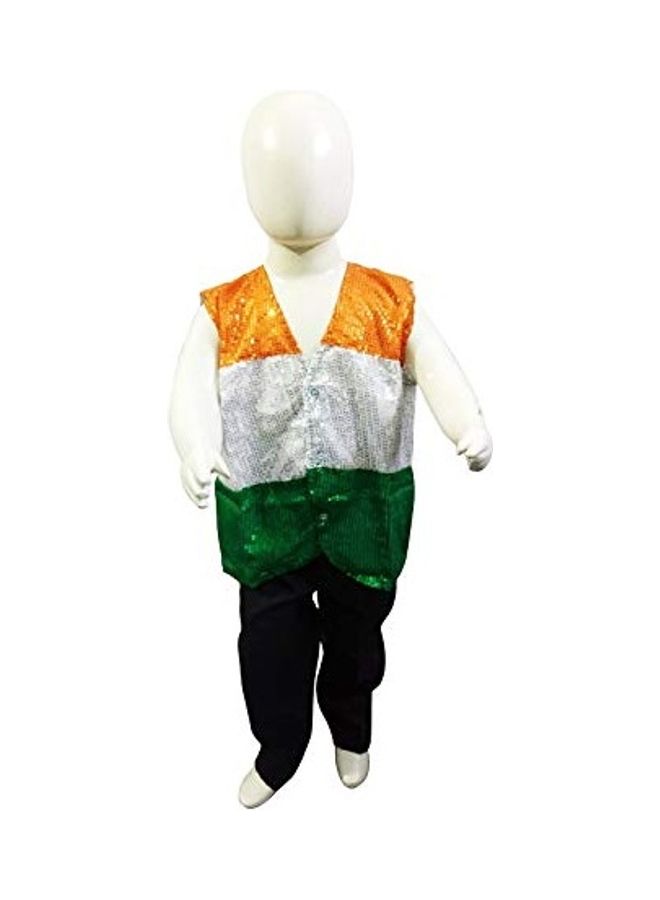 BookMyCostume Patriotic Dance Tricolour Jacket Black Trousers Kids Fancy Dress Costume 6-7 Years 10x9x2inch  - Image 1