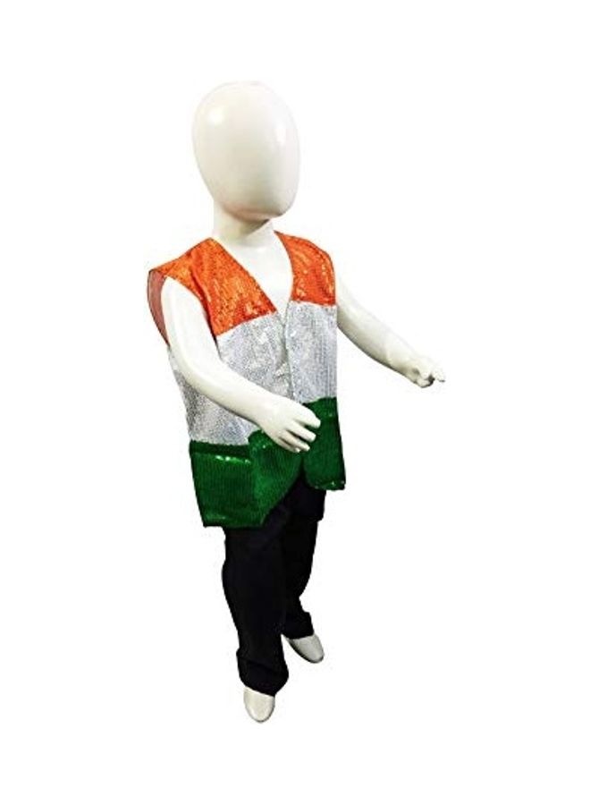 BookMyCostume Patriotic Dance Tricolour Jacket Black Trousers Kids Fancy Dress Costume 6-7 Years 10x9x2inch  - Image 3