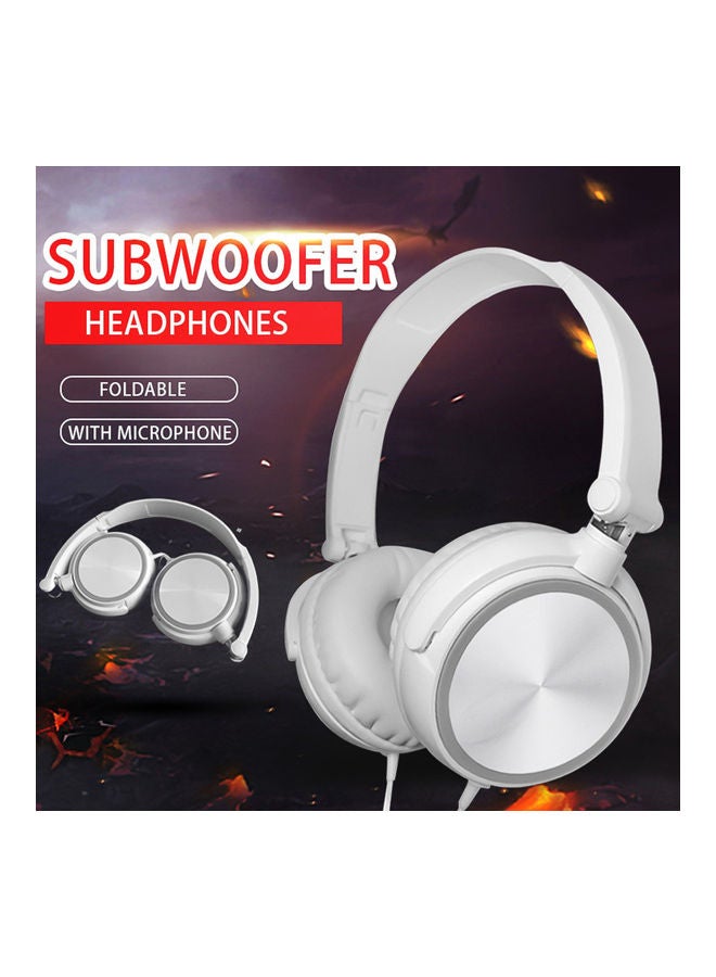 Generic - Wired Headphone Foldable Bass Headset White - Image 1