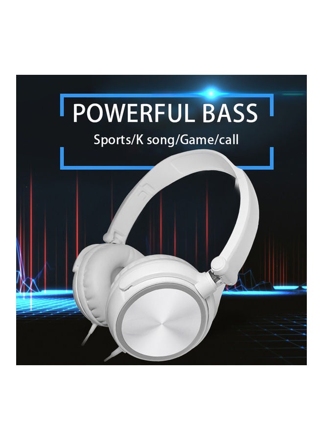 Generic - Wired Headphone Foldable Bass Headset White - Image 1