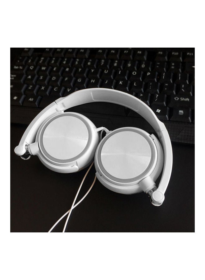 Generic - Wired Headphone Foldable Bass Headset White - Image 1
