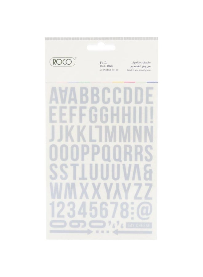 ROCO Rub-On Metallic Embellishments Alphabet and Numbers Grey - Image 1