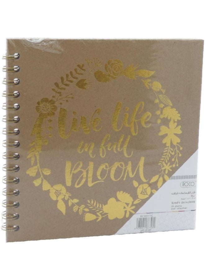 ROCO Scrap Book Spiral Live Life     Pages Gold 