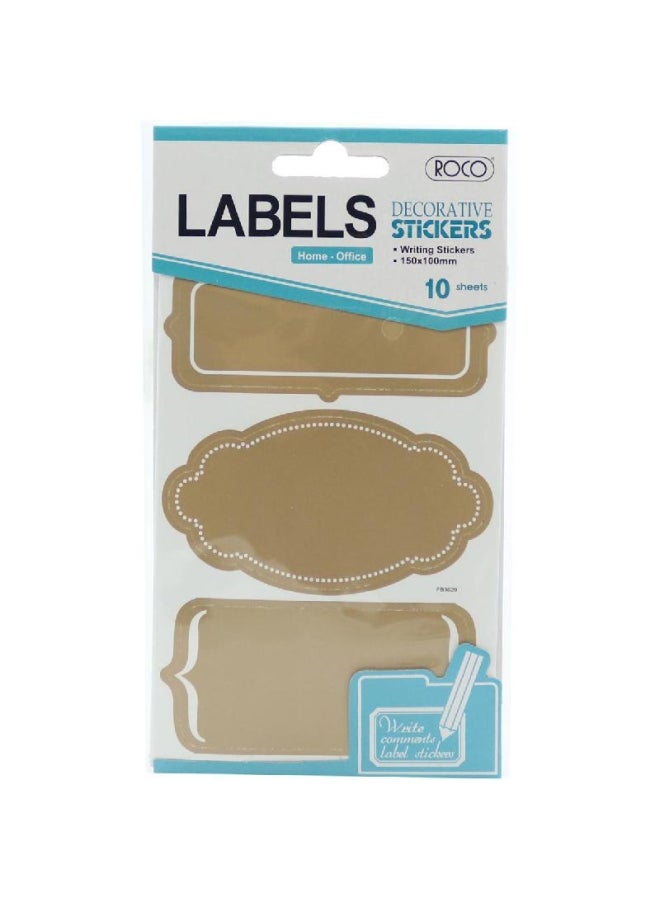 ROCO Name Labels Gold Border  Sheets Brown  - Image 1