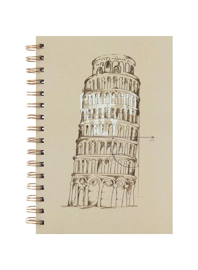 روكو دفتر ملاحظات مسطر بأوراق مقاس A مزين بتصميم برج مائل بيج - Image 1