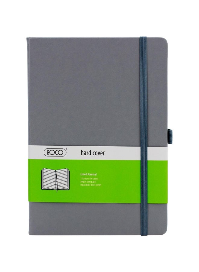 روكو 96-Sheets Hard Cover Notebook With Solid Elastic Band Grey - Image 1