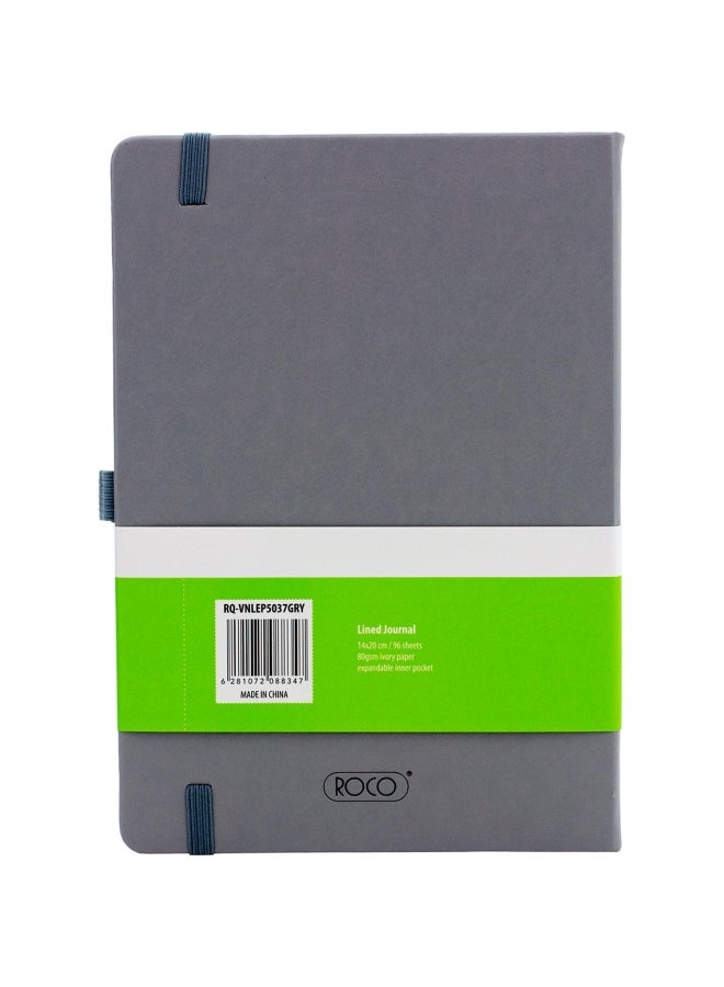 روكو 96-Sheets Hard Cover Notebook With Solid Elastic Band Grey - Image 2
