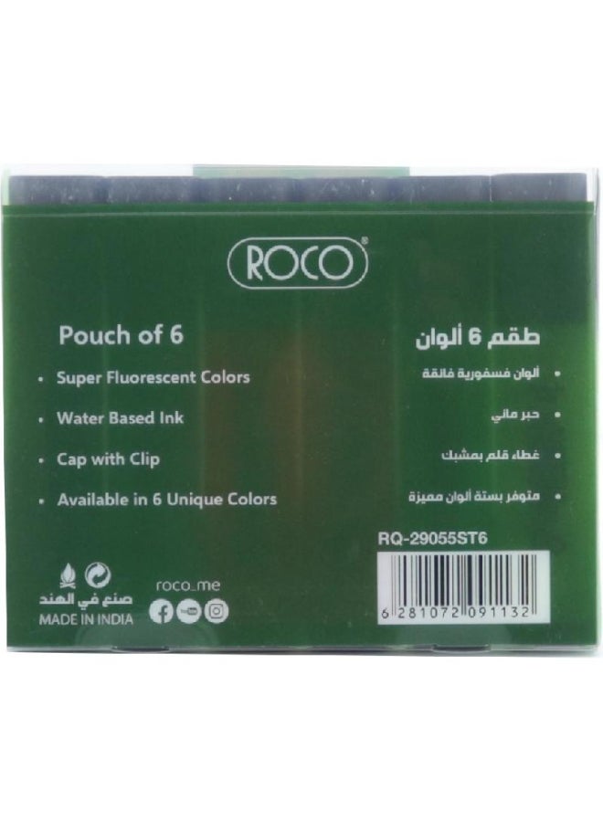 روكو طقم أقلام تحديد برأسٍ مائل من 6 قطع متعدد الألوان - Image 2
