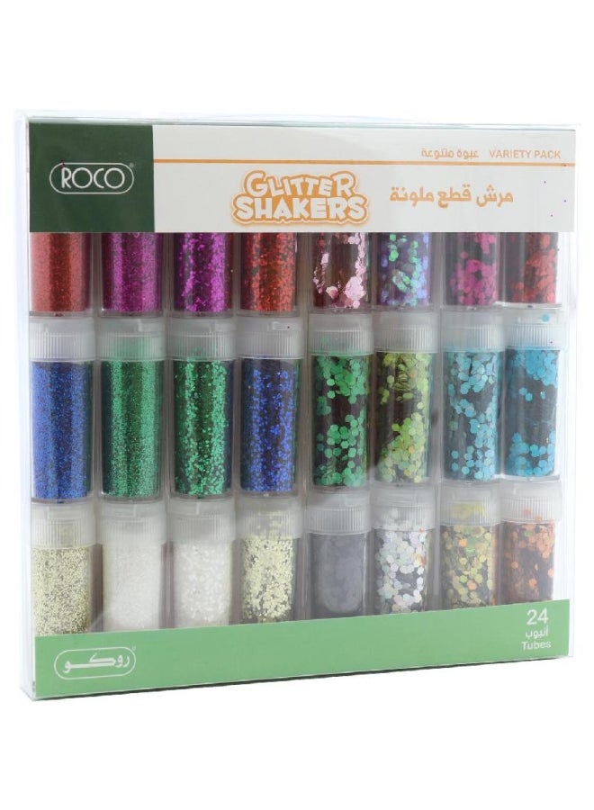 روكو مجموعة مرش قطع ملونة متنوعة للأعمال الفنية من 24 قطعة متعدد الألوان