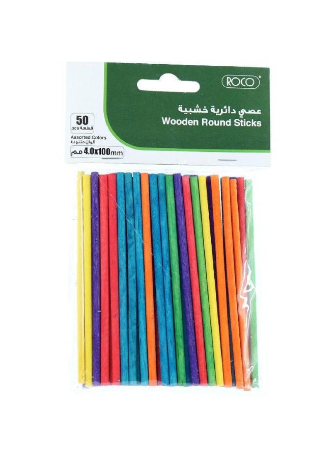 Wooden Round Sticks Multicolour