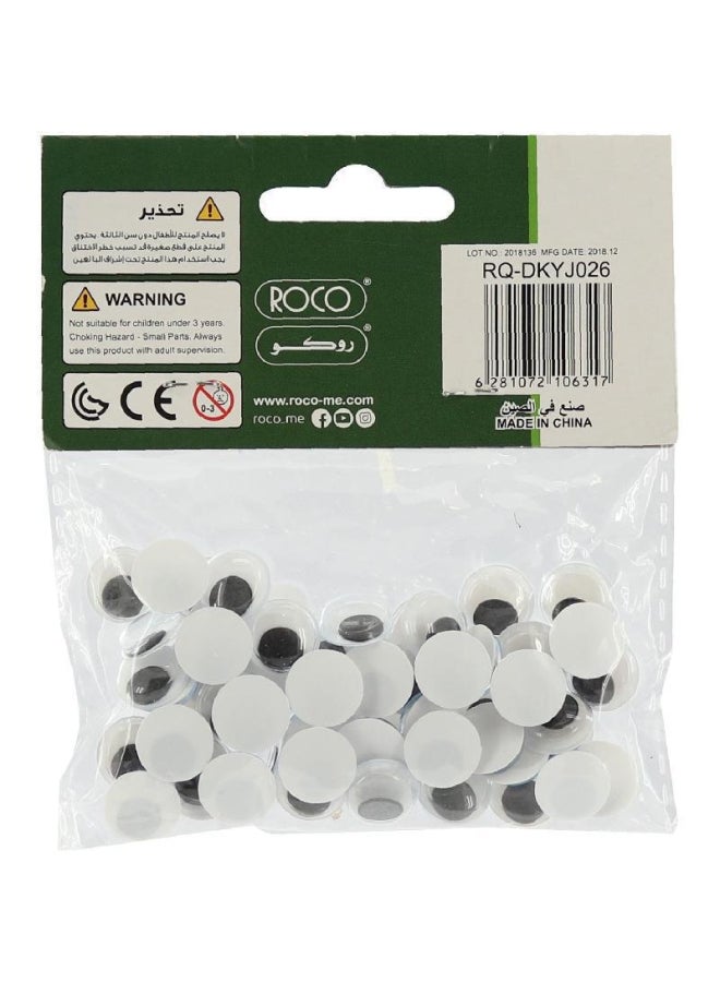 روكو إكسسوارات أعين متحركة للتصميم الحرفي أبيض/أسود