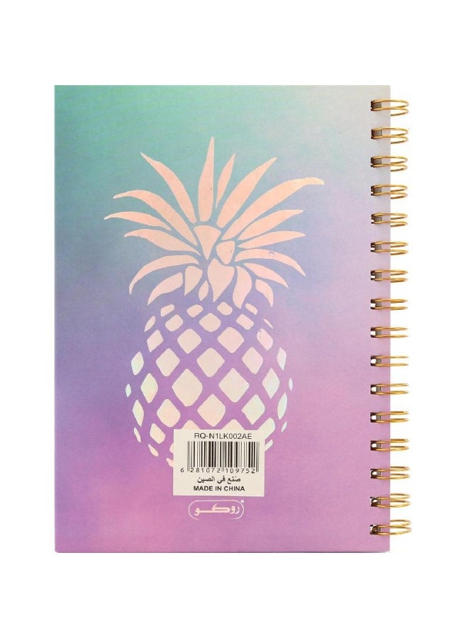 ROCO Pineapple Printed A5 Single Ruled Notebook (Arabic) Purple - Image 2