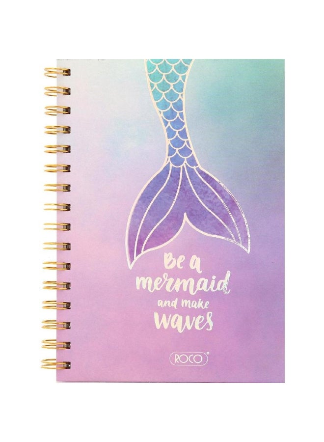 روكو دفتر ملاحظات عربي بنمط يحمل عبارة "Be a Mermaid and Make Waves" بأوراق مسطرة مفردة متعدد الألوان - Image 1