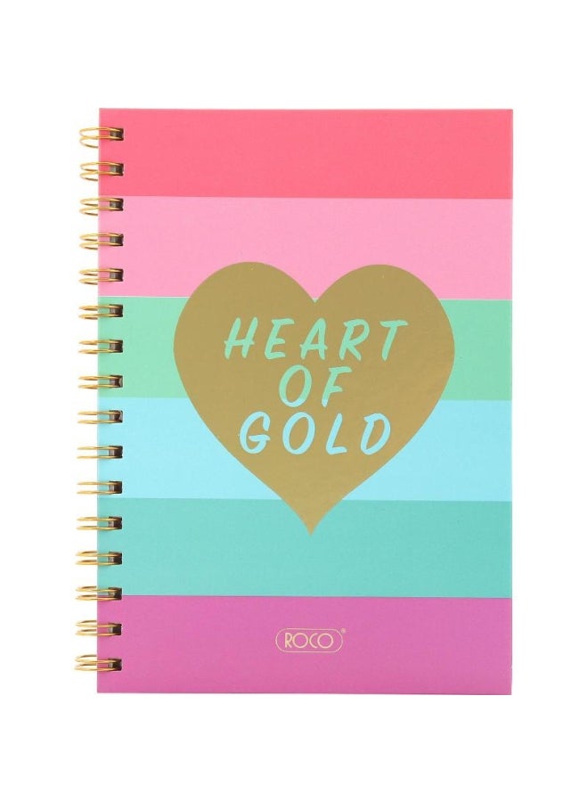 روكو دفتر ملاحظات عربي بنمط يحمل عبارة "Heart of Gold" بأوراق مسطرة مفردة متعدد الألوان - Image 1