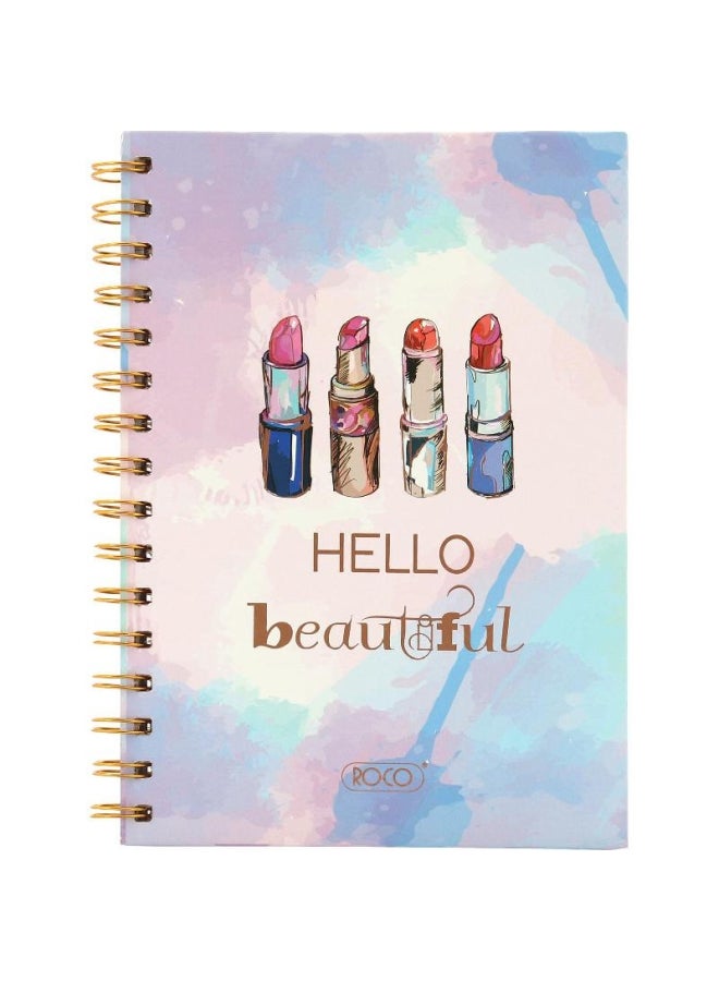 روكو دفتر ملاحظات عربي بنمط يحمل عبارة "Hello Beautiful" بأوراق مسطرة مفردة وردي - Image 1