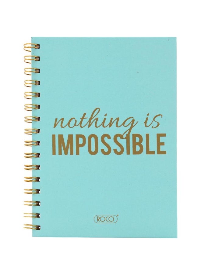 روكو دفتر ملاحظات فردي مسطر للغة العربية ومزين بطبعة تحمل عبارة "Nothing is Impossible" أزرق - Image 1