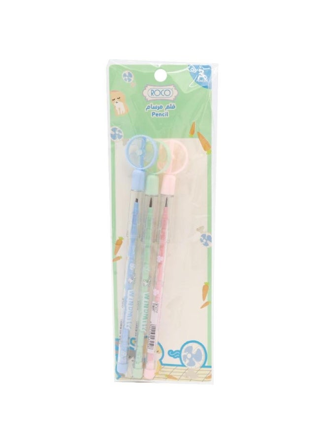 روكو طقم أقلام مرسام مزودة بمروحة ميديو من 3 قطع متعدد الألوان - Image 1