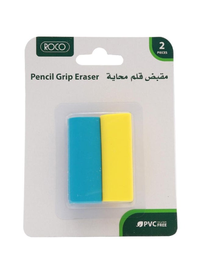 ROCO 2-Piece Pencil Grip Eraser Blue/Yellow  - Image 1