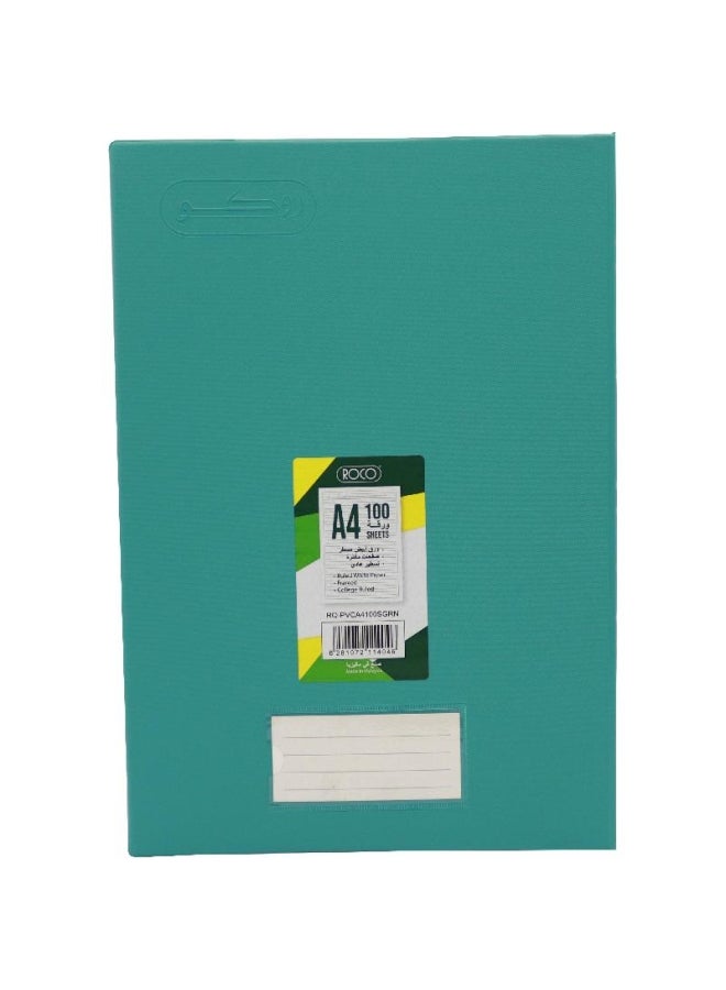 روكو دفتر ملاحظات مسطر مقاس A4 يحتوي على 100 ورقة أخضر - Image 1
