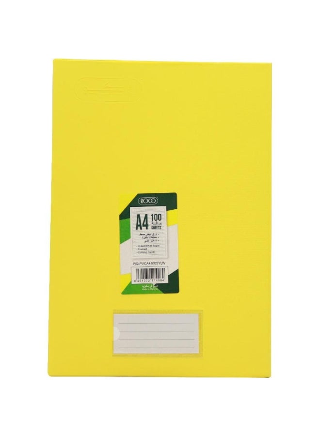 روكو دفتر ملاحظات مسطر مقاس A4 يحتوي على 100 ورقة أصفر - Image 1