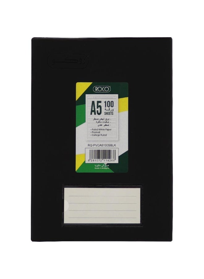 روكو دفتر ملاحظات مسطّر مقاس A5 من 100 ورقة أسود - Image 1