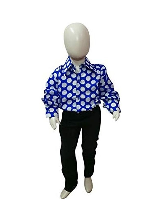 BookMyCostume Blue Polka Dots Shirt & Black Pant Fancy Dress Costume 10x9x2inch - Image 1