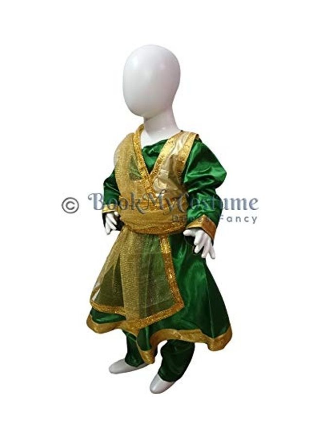 زي الرقص الكلاسيكي الهندي من بوك ماي كوستومي كاثرين بدون مجوهرات للفتيات أخضر- ذهبي - Image 3