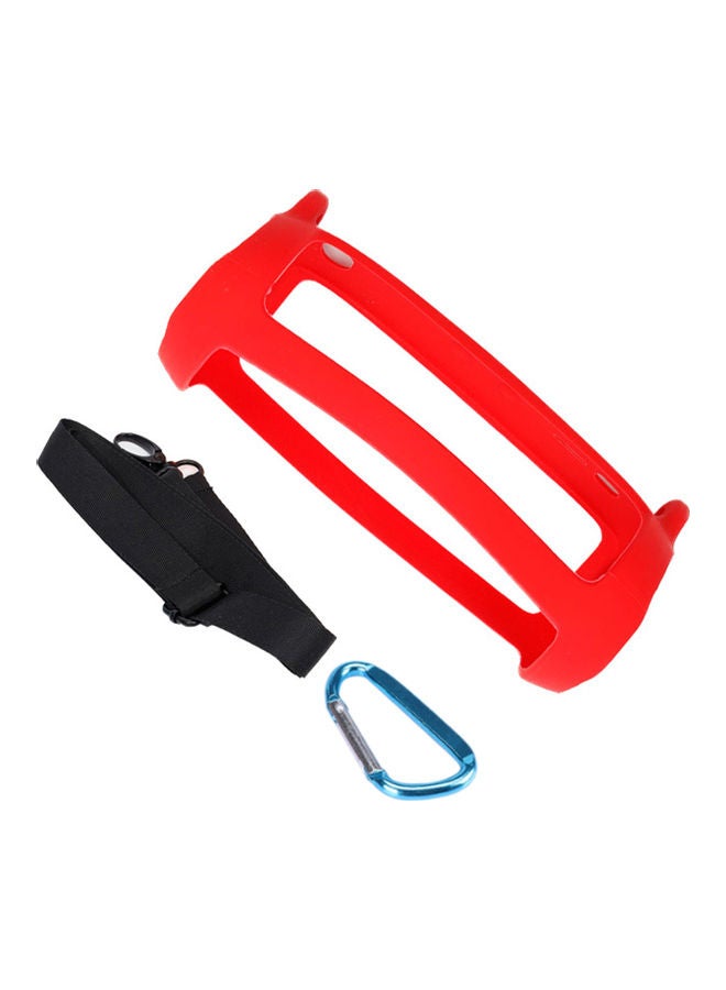 Bluetooth Speaker Protective Sleeve With Buckle For JBL Charge5 Red 